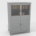 Gray Bookcase With Upper Glass Doors And Lower Wooden Doors Holding Books
