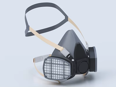 Fire Safety Equipment Respirator Mask Featuring Protective Grille And Adjustable Straps 3d model