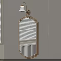 Ornate Gold Frame Mirror Mounted on Wall With Wall Sconce and Window Blinds