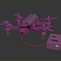 Professional Drone Quadcopter With Connected Battery Pack And Camera System 3d model