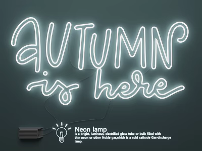 Decorative Neon Lamp Set With Autumn Themed LED Light Wall Art Design 3d model