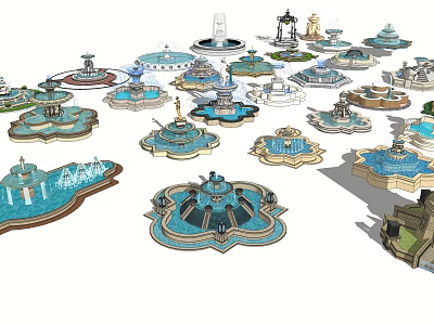 Fountain Design Collection Featuring Various Styles And Decorative Water Elements 3d model