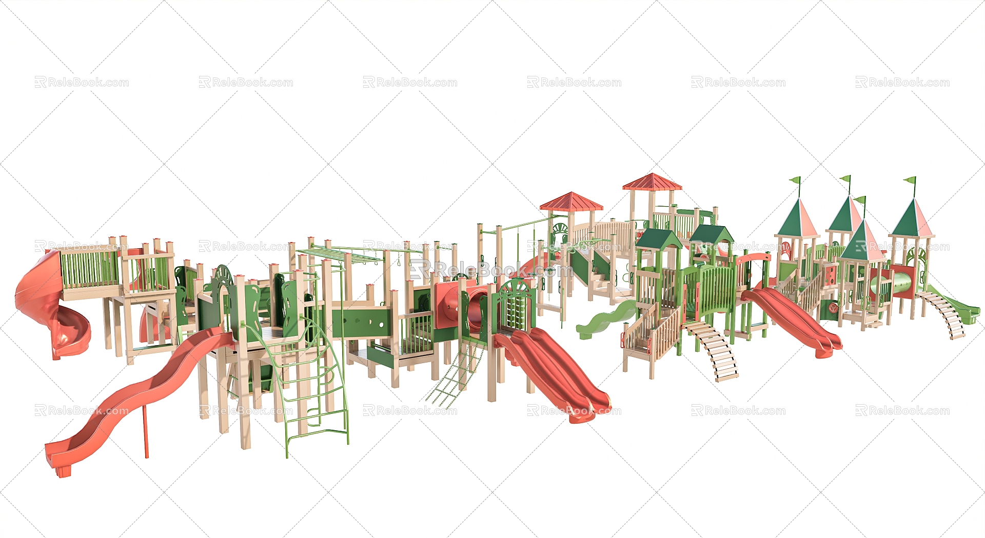 Modern slide children's equipment slide equipment kindergarten equipment combination 3d model