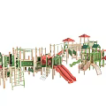 Outdoor Wooden Playground Equipment With Slides Climbing Frames And Swings For Kids