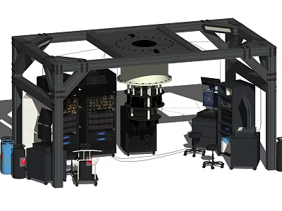 Industrial Equipment Featuring Large Metal Frame Control Console And Mechanical Structure 3d model