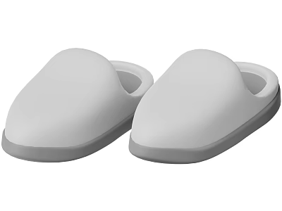 White Slippers With Simple Design And Gray Sole For Comfortable Indoor Home Use 3d model