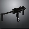 3D Submachine Gun Weapon Model With Black Silver Design And Magazine Barrel