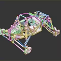 Transparent Car Frame Structure With Metal Framework And Reflective Design Elements 3d model