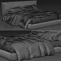Modern Minimalist Double Bed With Gray Headboard White Bedding And Dark Blanket