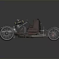 Classic Vintage Tricycle Featuring Red Leather Seat Black Metal Frame And Large Wheels