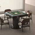 Elegant Entertainment Table with Green Gaming Surface and Four Comfortable Chairs in Modern Interior Design