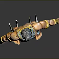 Muscular Male Character 3D Model With Green Shorts Gold Arm Bands And Blue Neck Ornament