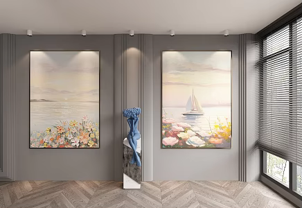 Modern Oil Painting Sunrise Oil Painting 3d model