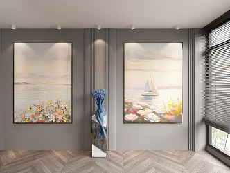 Modern Oil Painting Sunrise Oil Painting 3d model