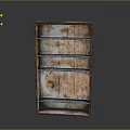 Vintage Rustic Wooden Bookshelf With Weathered Surface And Multiple Empty Shelves 3d model