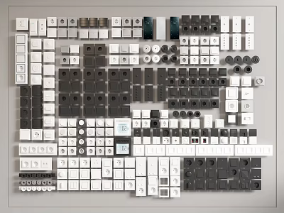 Various Modern Switch Panels In White And Black Colors For Home Use 3d model