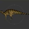 3D Dinosaur Character Standing With Colorful Stripes Green Beak And Reflective Surface