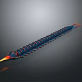 Futuristic Multi Legged Game Movie Character With Blue Red Body And Glowing Extremities