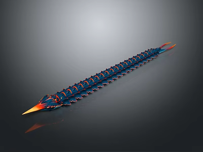 Futuristic Multi Legged Game Movie Character With Blue Red Body And Glowing Extremities 3d model