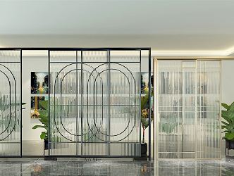 Modern sliding door glass sliding door 3d model