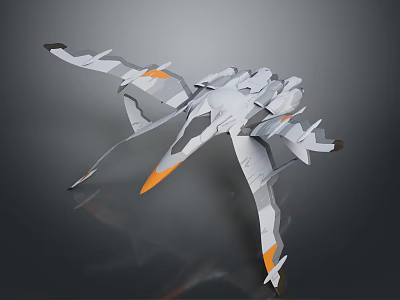 Futuristic Cosmic Spaceship Design With Aerodynamic Structure And White Gray Orange Accents 3d model