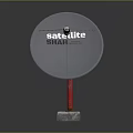 Ratelika HAH Satellite Dish With Silver Surface Red Pole And Gray Concrete Base