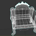 Classic Green Armchair With Carved Wooden Frame Fabric Upholstery And Solid Legs