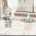 Black and Gold Coffee Tables with Glass Top and Metal Base in Modern Living Room