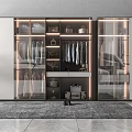 Modern Wardrobe With Glass Doors LED Lighting And Interior Storage Solutions 3d model