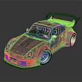 Stylish Pink Race Car With Rear Spoiler Black Accents And Racing Decals