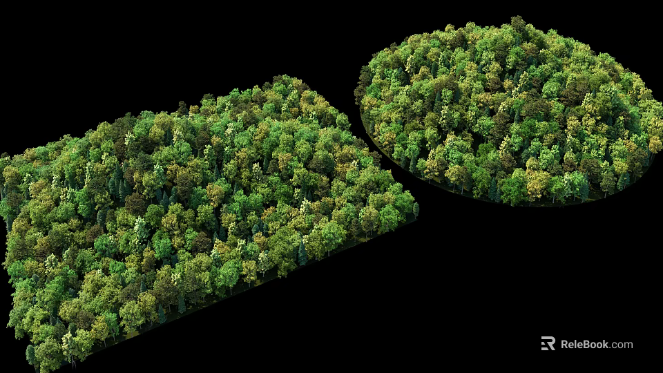 Lush Green Arbor Trees Landscape with Rectangular and Circular Dense Formation Design 3d model 
