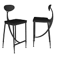 Modern Black Bar Stools With Metal Frame And Curved Backrest Design 3d model