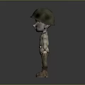 3D Rendered Cartoon Man in Military Uniform Standing with Helmet