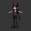 Game Movie Character 3D Cartoon Girl With Purple Hair Cat Ears And Pigtails