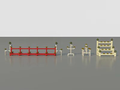 Colorful Sculptural Carvings With Red And White Multi Tiered Decorative Structures 3d model