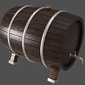 Traditional Wooden Barrel With Metal Hoops Wooden Legs And Faucet