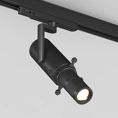 Modern Black Track Mounted Spotlight with Adjustable Head and Bright Illumination 3d model
