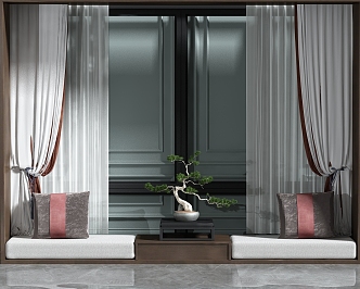 New Chinese-style Bay Window Combination 3d model