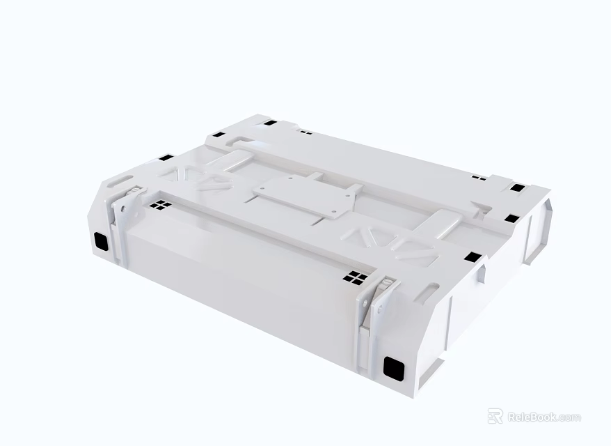 White Smart Machine Enclosure With Black Screw Holes And Structural Design 3d model 