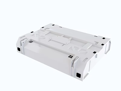 White Smart Machine Enclosure With Black Screw Holes And Structural Design 3d model