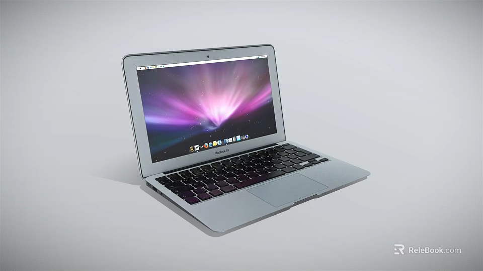 Sleek Silver Laptop With Black Keyboard And Colorful Gradient Screen 3d model