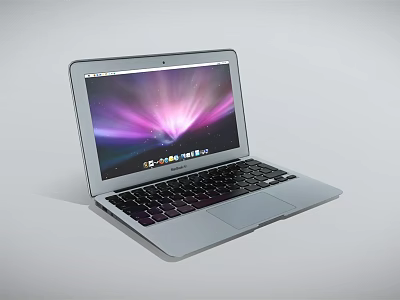 Sleek Silver Laptop With Black Keyboard And Colorful Gradient Screen 3d model