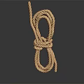 Beige Twisted Rope In Knotted Coiled Shape On Dark Background