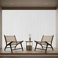 Leisure Sofa Set With Rattan Chairs Small Round Table Vase And Light Minimalist Blinds