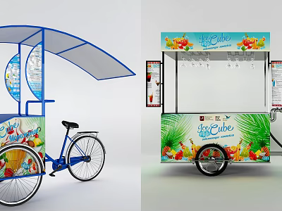 Modern snack car roadside ice cream drink snack car 3d model