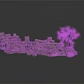 Natural Stone Structure With Irregularly Stacked Blocks And Adjacent Small Tree 3d model