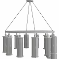Elegant Golden Metal Frame Chandelier With Transparent Glass Columns Hanging Design