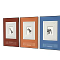 Minimalist Animal Wall Art Paintings With Giraffe Zebra Elephant In Brown Orange Blue Frames