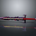 Fantasy Sword With Red Black Blade Yellow Accents And Red Handle Design