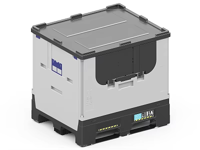 Industrial Storage Container with Secure Lid and Stackable Design for Logistics Warehouse Use 3d model